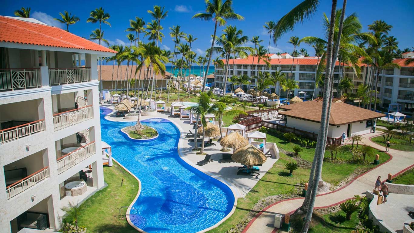 Majestic Mirage Punta Cana luxury all-inclusive resort with expansive pools, beachfront setting, and grand architecture in Punta Cana, Dominican Republic.