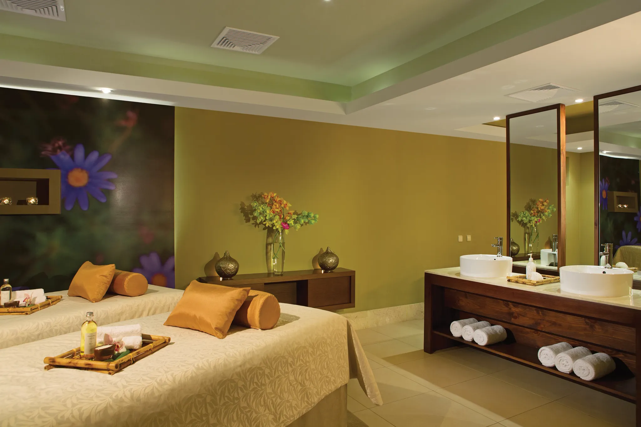 Private VIP spa treatment cabin with massage beds at Secrets Royal Beach Punta Cana.